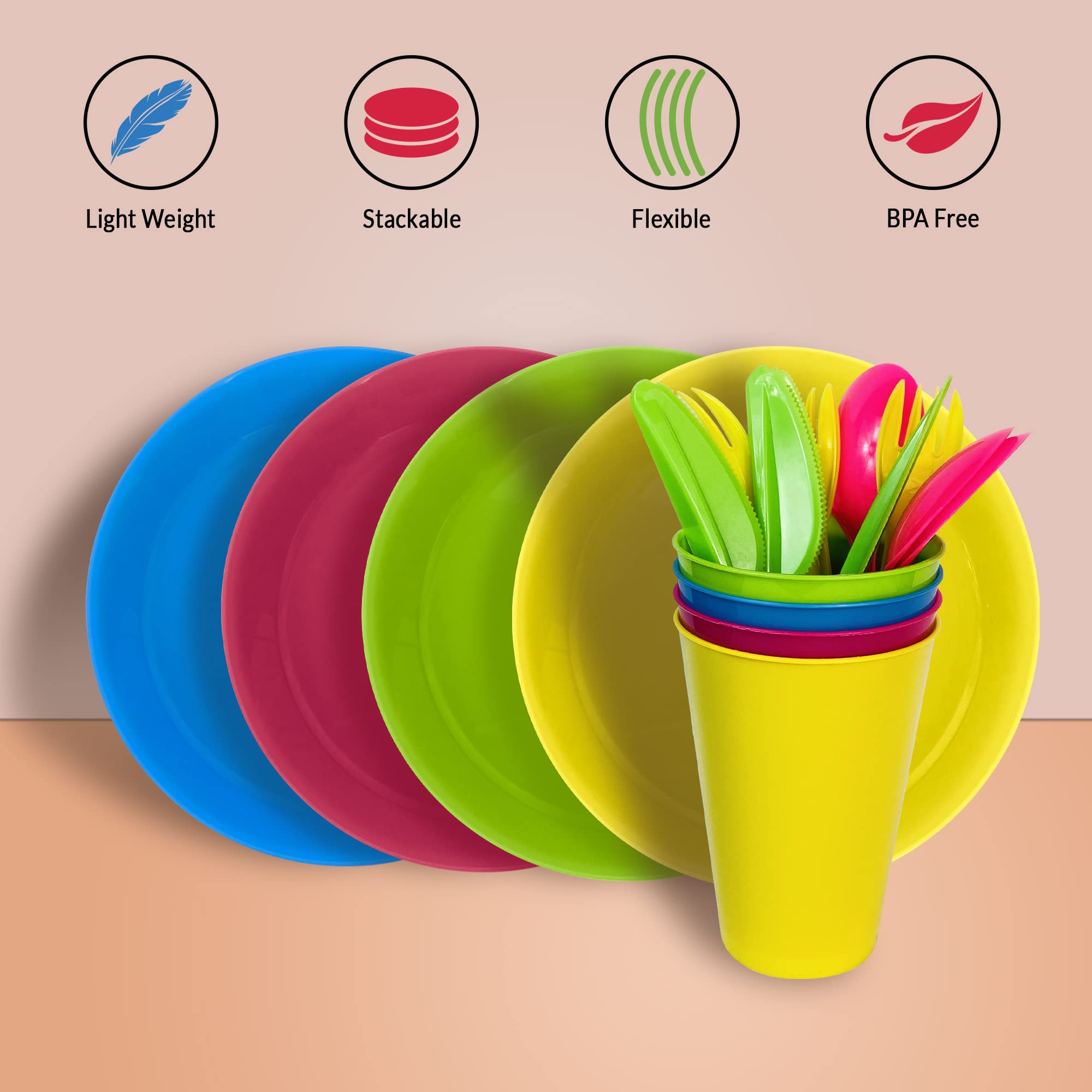 Platos de plastico reutilizables (6 Uds), Vajilla reutilizable de plástico  duro, Platos picnic hondo Apto para Microondas para Niños y Adultos,  Vajilla de colores - Activotex