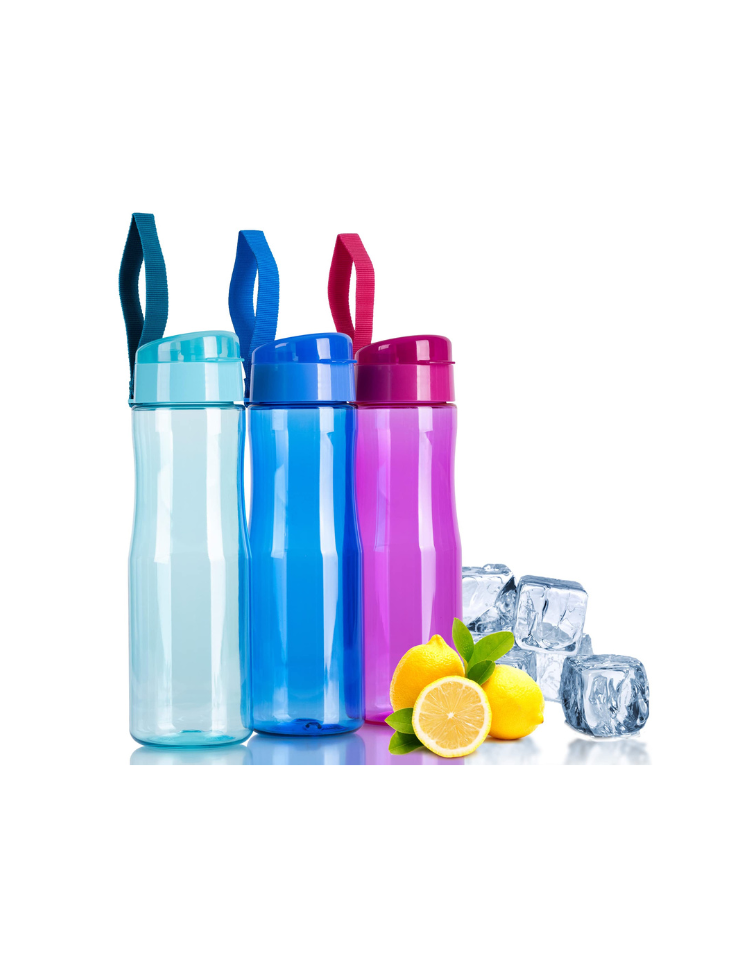 Botella de agua pequeña de plástico transparente de 450 ml con cuerda, para  corredores de yoga escolares (4 flores) ER